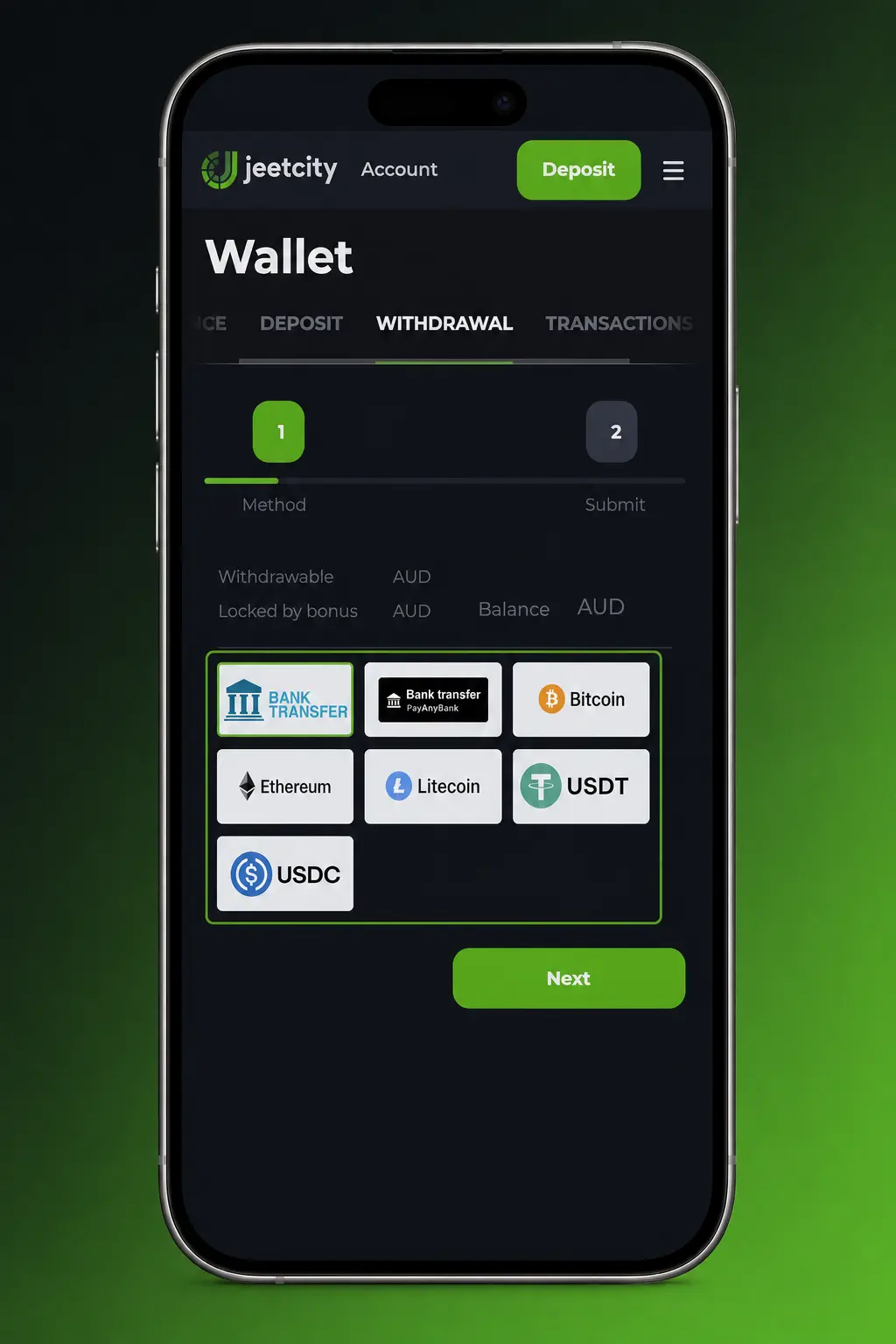 Open the Cashier and Select Withdraw